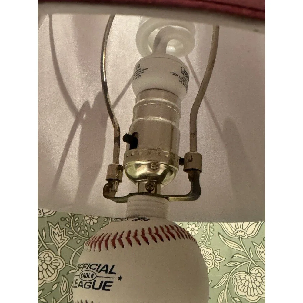 Baseball Stacked Baseballs Table Lamp  Fabric Shade Pop Art 21” Retro  90s